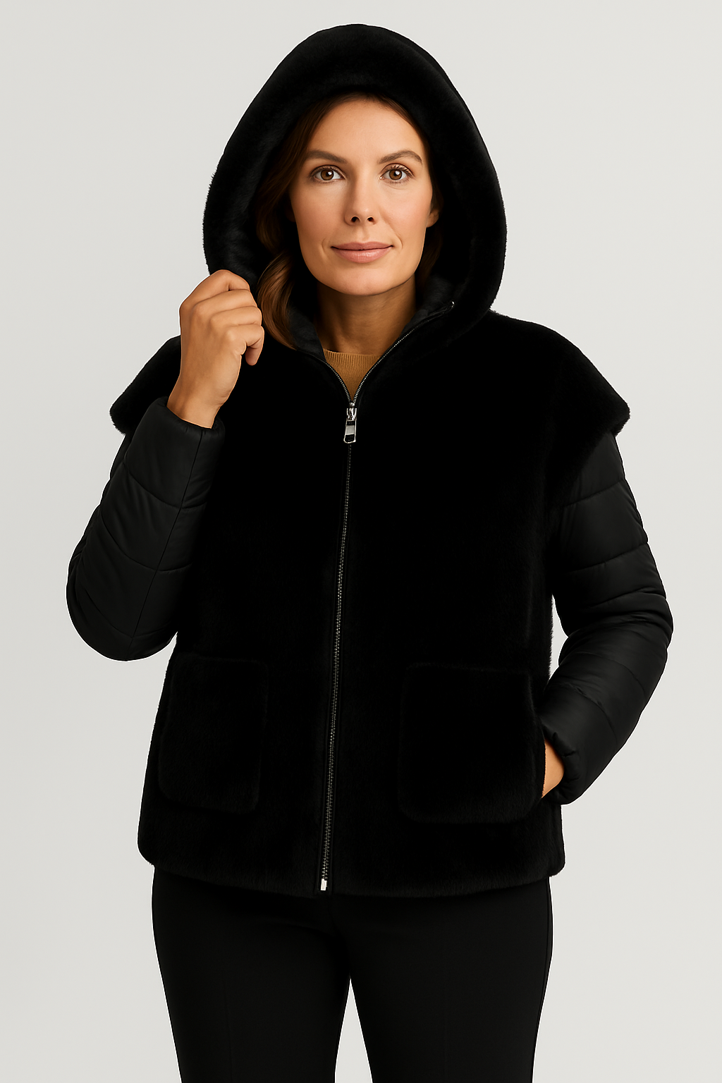 Piumino con Gilet in Pelliccia Reversibile 4 in 1 – Chiara Dalba